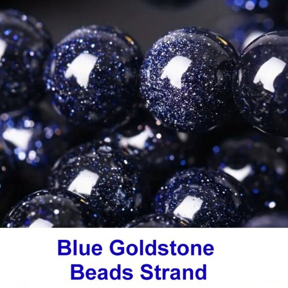 Blue Goldstone Bead Strand  15" Strand - Picture 1 of 2